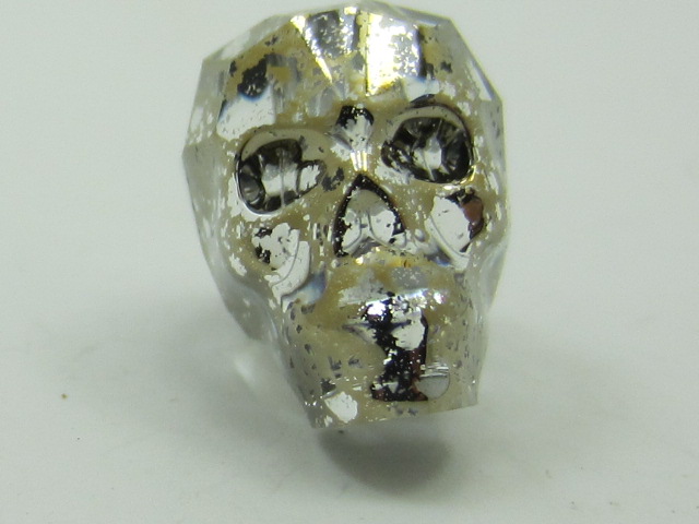 2pcs. 19mm  SKULL GOLD PATINA BEAD European Rhinestones